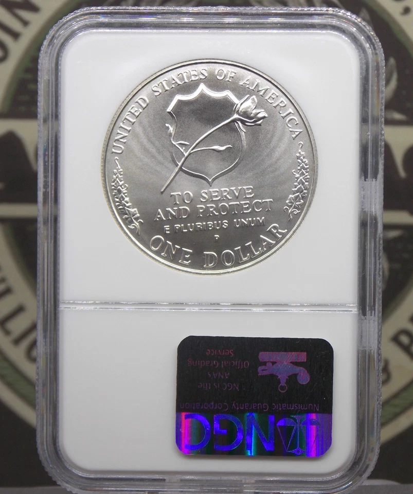 1997 "P" National *LAW ENFORCEMENT* Silver Dollar $1 NGC MS70 #018 ECC&C, Inc. - Image 4 of 4