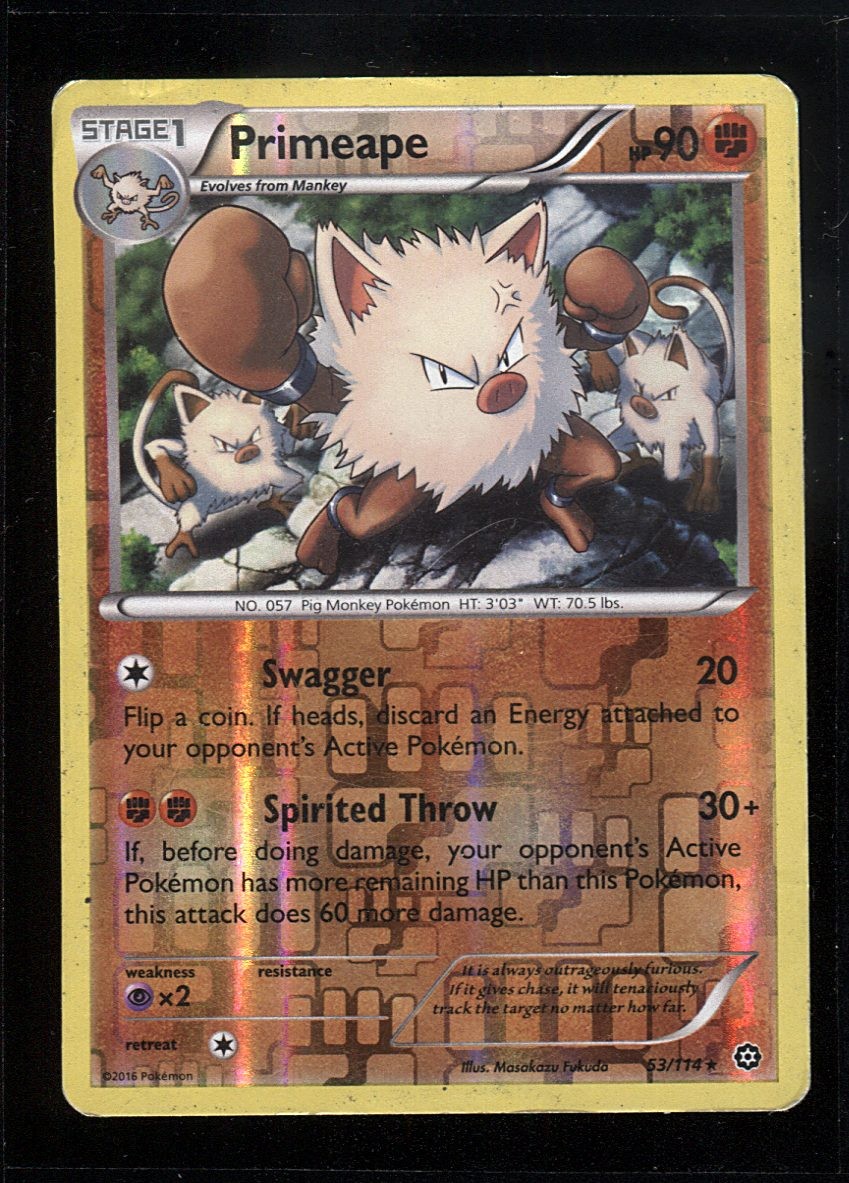 Primeape 53/114 XY - Steam Siege Rare Holo HP Pokemon
