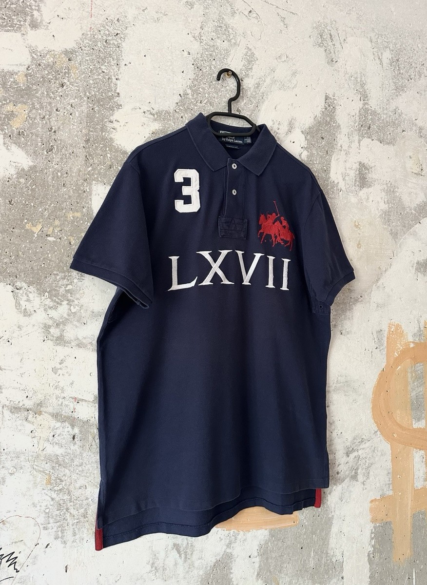 90S VINTAGE POLO RALPH LAUREN BIG LOGO LXVII BLUE WHITE T-SHIRT