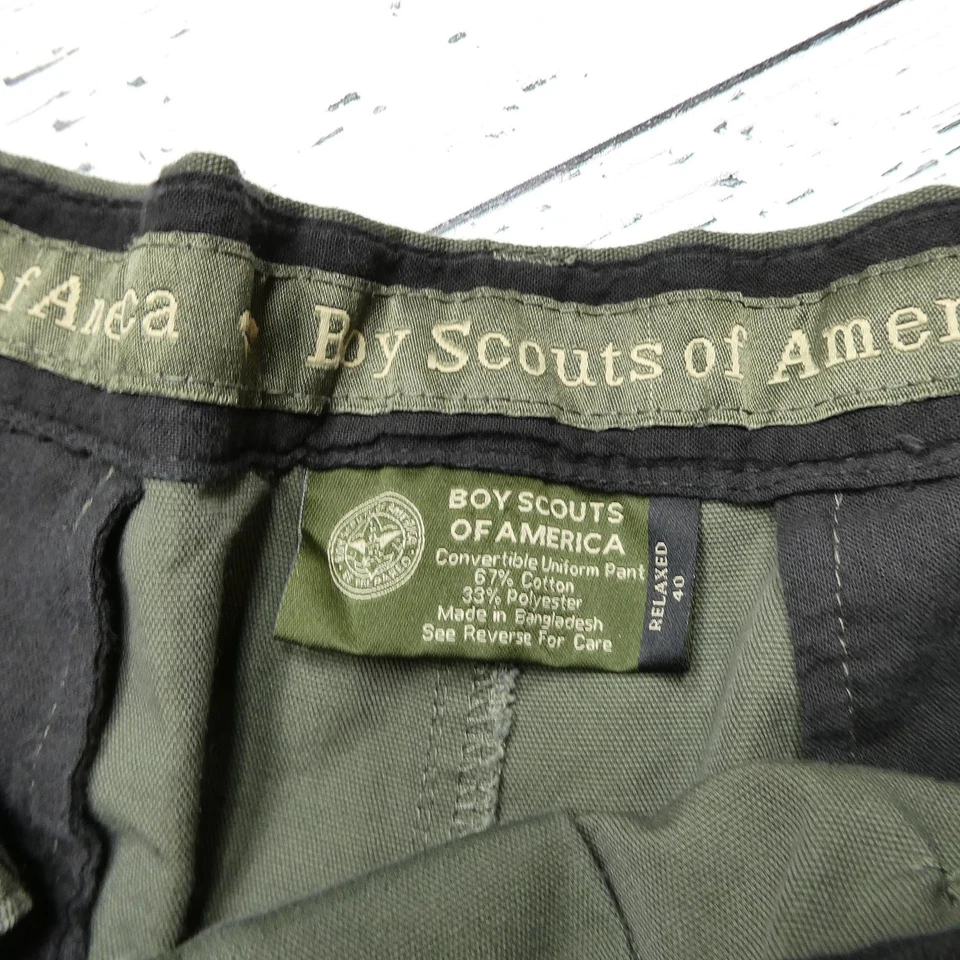 Pantalones Boy Scouts of America Para Hombre 40 Verde Convertible Uniforme Carga Cremallera Foto 2 de 4