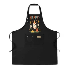 2 Pack Adjustable Bib Apron with Pockets - Colorful Festive Design 