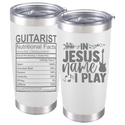Holy Chords & Humble Vibes   Christian Guitarist Tumbler with Nutritional Humor