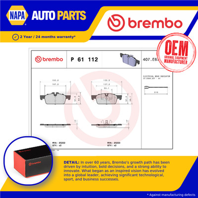 Brake Pads Set Front P61112 Brembo 1610100580 1610103580 1613192680 1617284780