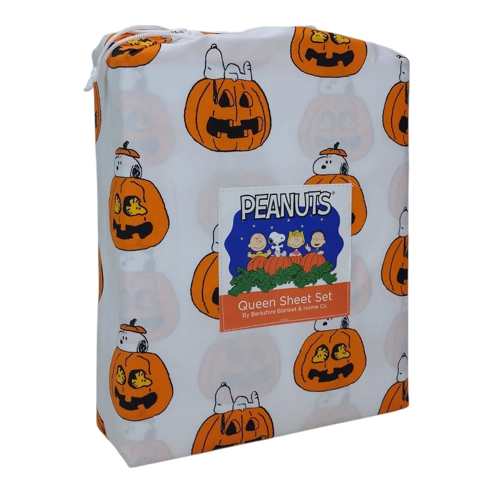 Peanuts Snoopy Queen Sheet Set By Berkshire Pumpkin Halloween Fall - Image 2 of 4