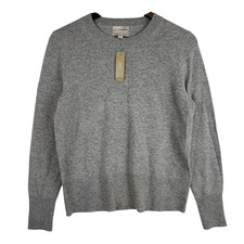 NWT J.Crew Classic Fit Crew 100 Cashmere Sweater Knit Heather Ash Gray 148 - S