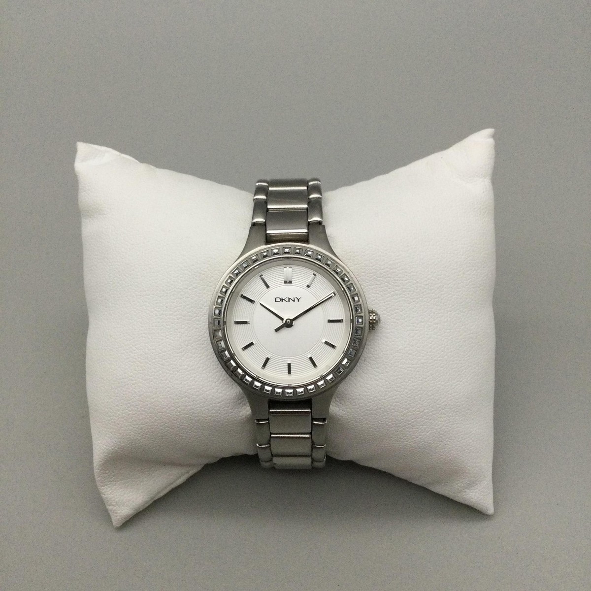 DKNY Womens White Watch with rhinestones DK1L139M0015 DKNY Everyday Silver Open Link Women main image 4