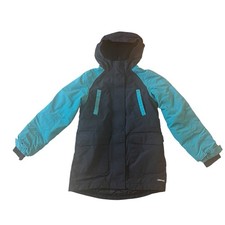 Lands' End Girl's Size S 7-8 Blue Colorblock Parka Jacket Squall Zipper Pockets