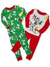 Peanuts SNOOPY Pajamas Boys 4 NEW 4 piece Set Shirt Pants Woodstock Pjs Sets NWT