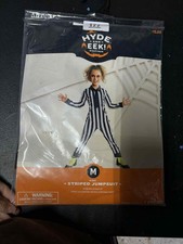 Hyde  Eek Beetlejuice Stripped Jumpsuit Costume Youth Size Medium NWT