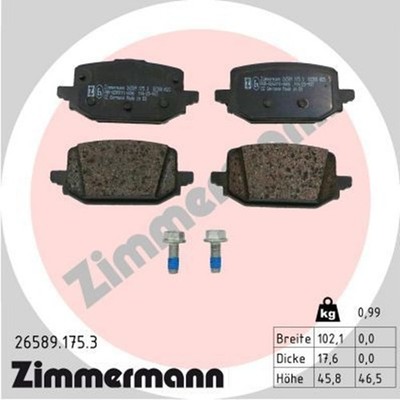 ZIMMERMANN BREMSBELÄGE SATZ HINTEN passend für RENAULT GRAND KANGOO | 26589.175.