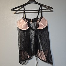 Victoria Secret Babydoll Size 36C Black Pink Lace