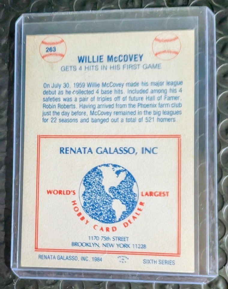 1977-84 TCMA Renata Galasso - Series 6 Willie McCovey #263 - Image 2 of 2