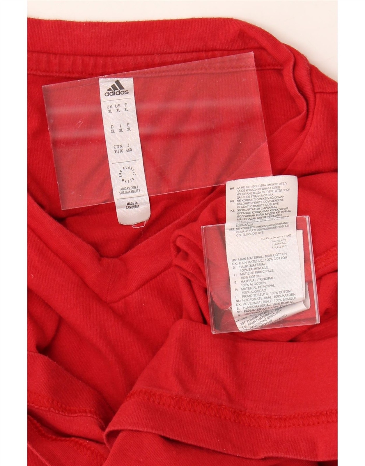 ADIDAS Mens T-Shirt Top XL Red Cotton AK08 thumbnail 3