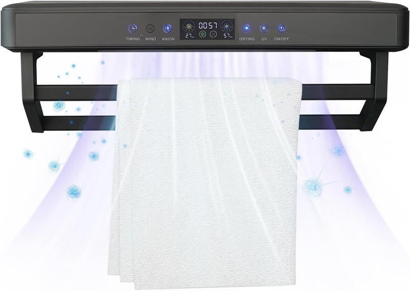 NEW 3-in-1 Heated Towel Rack UV Sanitization Air Purifier Smart Bathroom Dryer