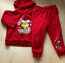 The Grinch Toddler Boys Size 2T Hoodie  Sweatpants 2PC Set Red