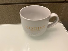 Godiva Belgium 1926 Modern Gourmet Foods Stoneware Mug Cup Large Wide White Gold