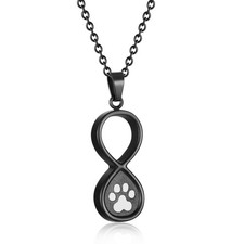 Infinity Pet Urn Necklace for Ashes Dog Cat Paw Print Eternal Love Cremation ...