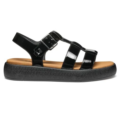 Geox D Camalei Femmes Sandales Chic Paltes Été Plage Sandales Verni Noir - Photo 1/4