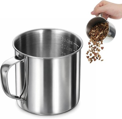 Dog Food Scoop 1.5 Cup, 304 Stainl Steel Dog Food Measuring Cup with