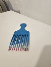 VTG 1980s USA Patent 4345608 Hair Pick Lift Comb White Dip Pink Teal Blue