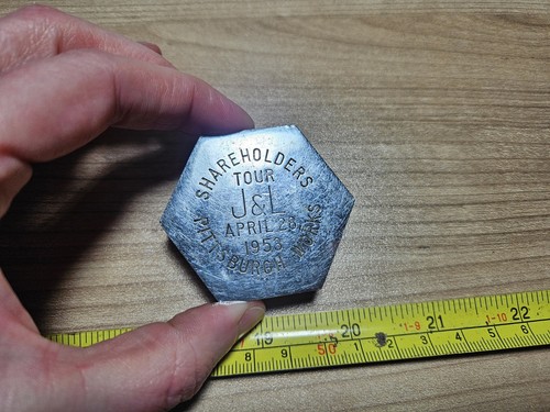 Vtg 1953 J & L Pittsburgh Works 100 Years of Progress Advertising Paperweight - Picture 2 of 8