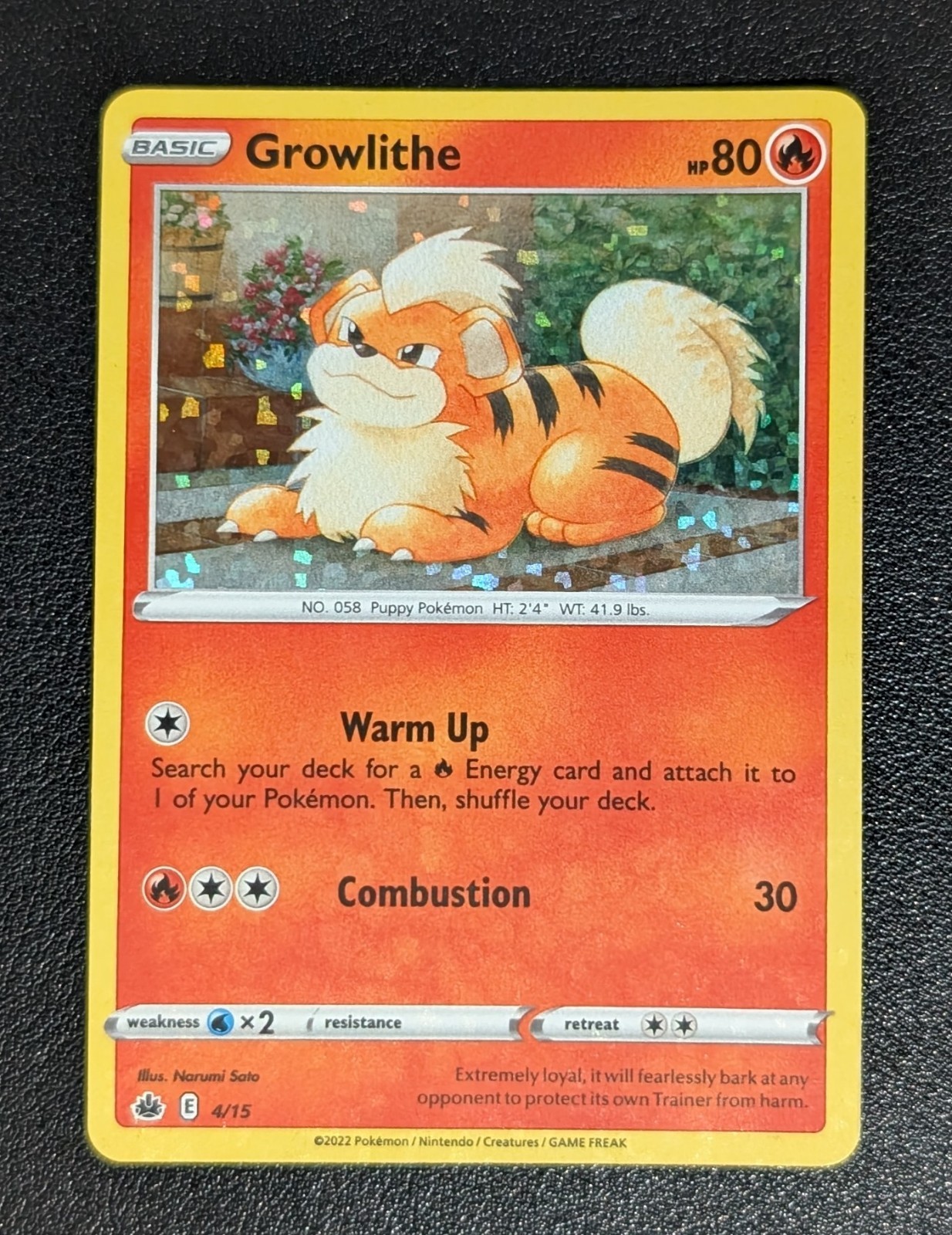 Pokemon Trading Card Game TCG McDonalds Match Battle Growlithe Holo 4/15