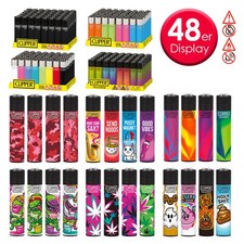 48er Display Clipper Feuerzeuge mit Motiv Reibrad Spruch Sammlung Set Aufsteller