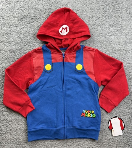 Nintendo Super Mario Boy's Size XS Full Zip Sweatshirt Blue