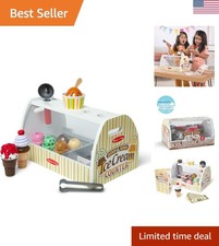 Wooden Scoop  Serve Ice Cream Counter, Pretend Play Store, 28 Toy Food  Pla...