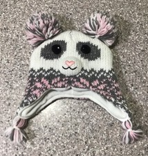 The Children's Place Panda Knit Winter Hat -Kids/Adults, Pink Gray Size Small