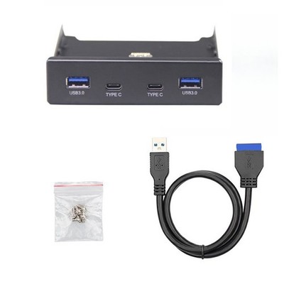 1 PC 3.5 Inch Front Panel Floppy Bay 4 Ports USB-C USB 3.0 HUB Expansion Adapter
