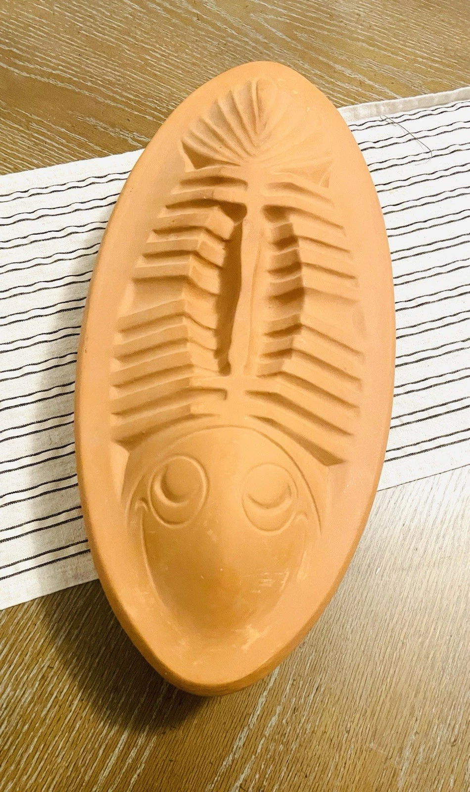 Vintage Terra Cotta Fish Baking Dish Pan Clay Stoneware Italy 18" Large
