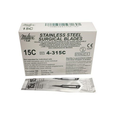 Miltex Integra 4-315C Sterile Stainless Steel Surgical Scalpel Blades #15C 100Bx