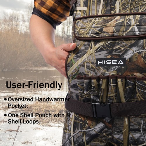 HISEA Hunting Chest Waders 600G Insulated Rubber Bootfoot Neoprene Fishing Wader - Picture 8 of 25
