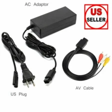 AC Adapter Power Supply & AV Cable Cord For Nintendo GameCube GC Charger Video