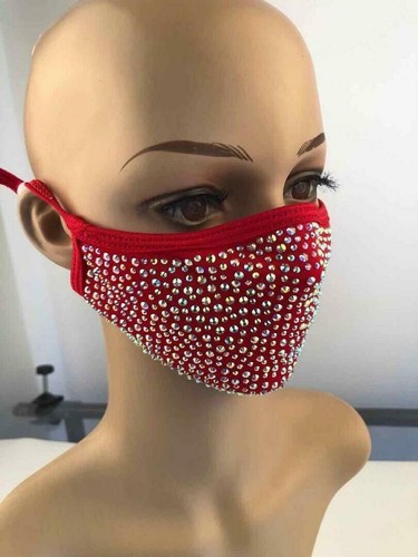 Rhinestone Face Mask Bling Crystal Mask Reusable Washable With Filter Pocket - Picture 14 of 24