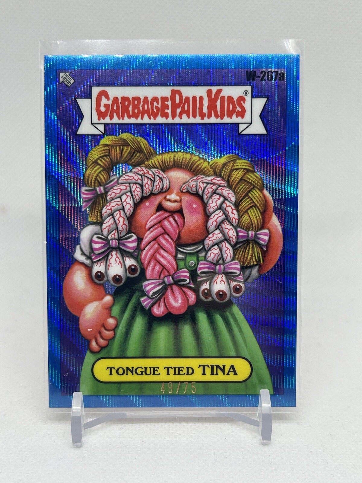 2024 Topps Garbage Pail Kids Chrome 7 #267a Tongue Tied Tina Blue Wave/75