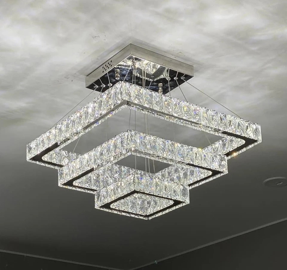 Lampadario a Sospensione LED 100W Cristallo Geometrico Stile Modern IP20 Interno - Immagine 3 di 4