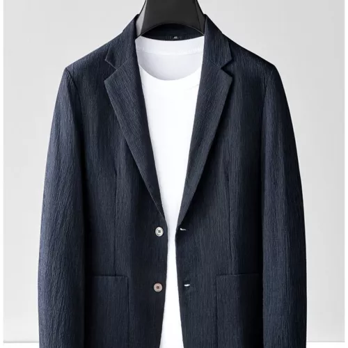 Spring Summer Men Casual Thin Blazer Two Button Suit Jacket Slim Coat - Picture 3 of 13
