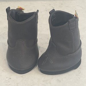 Build A Bear BAB Brown Cowboy Boots Faux Suede Leather Hook Loop Closure