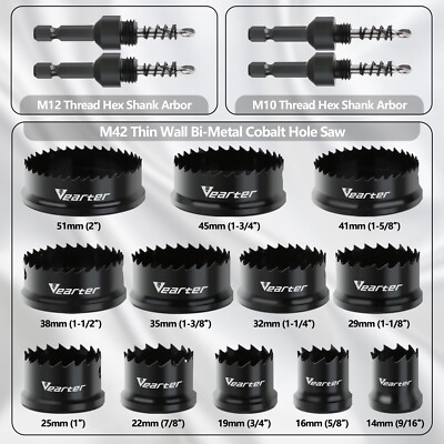 Vearter 16PC Bi-Metal Hole Saw Kit – 2-9/16" M42 Drill Bit Set With Hex Arbor 4 thumbnail image