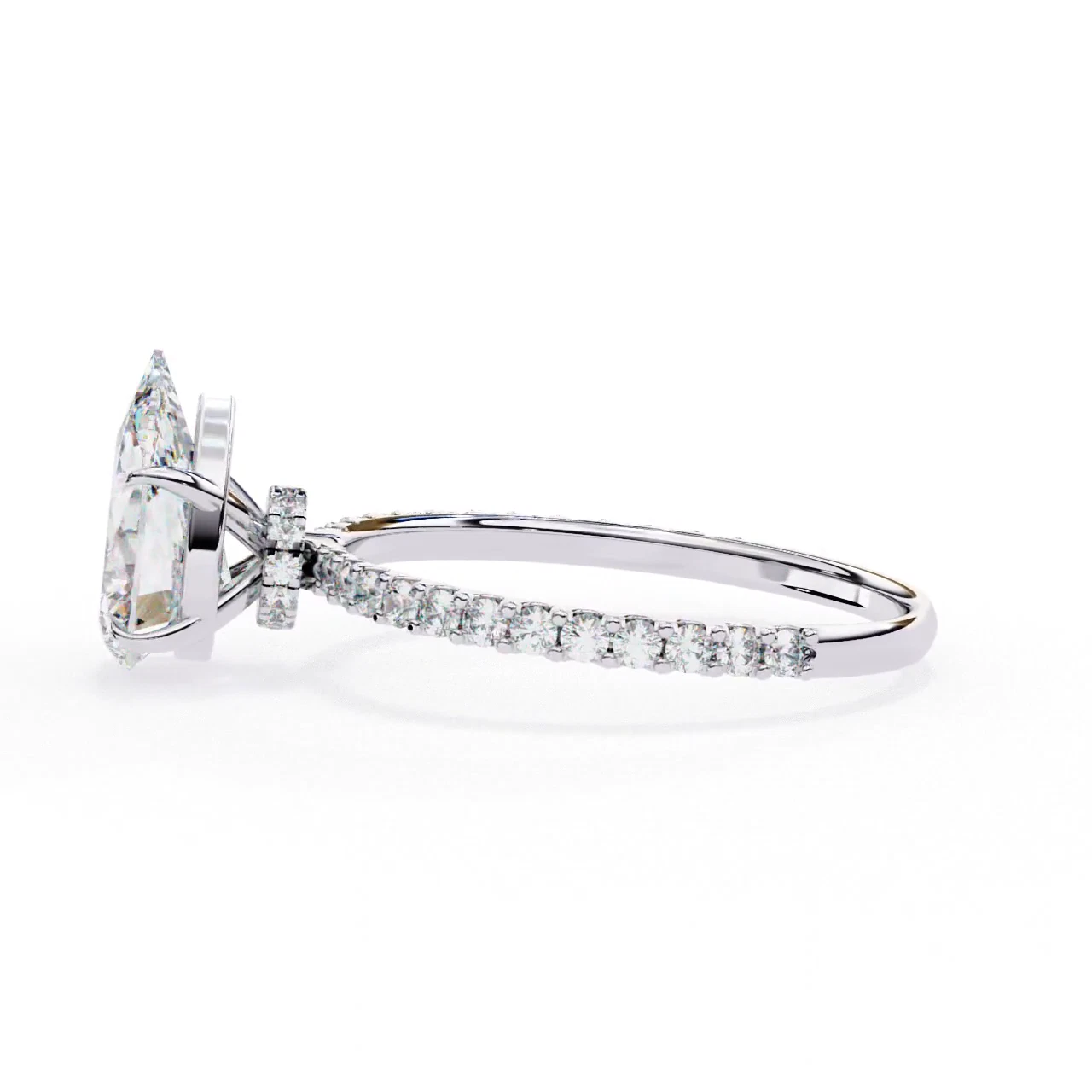 2.06 CT Pear Lab Grown Diamond Engagement Ring IGI Certified 14k Gold image-2