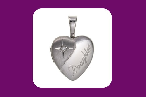 Pendentif Cœur Argent 925 Avec Cœur Mauve Et Cz - Collier Mi-Long - Occasion