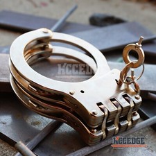 Special Force Double Lock Hinge Handcuffs SILVER METAL TACTICAL CUFFS w/Keys EDC