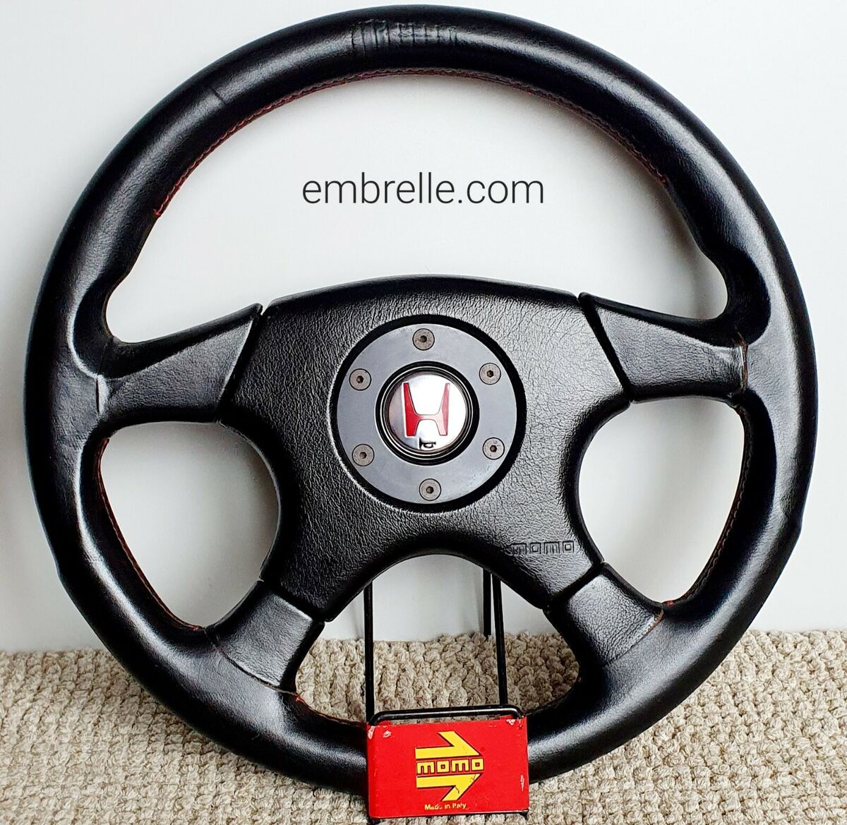 MOMO Honda Access F 1 RARE Leather Steering Wheel EE9 EG6 MOMO Honda Access F 1 RARE Leather Steering Wheel EE9 EG6