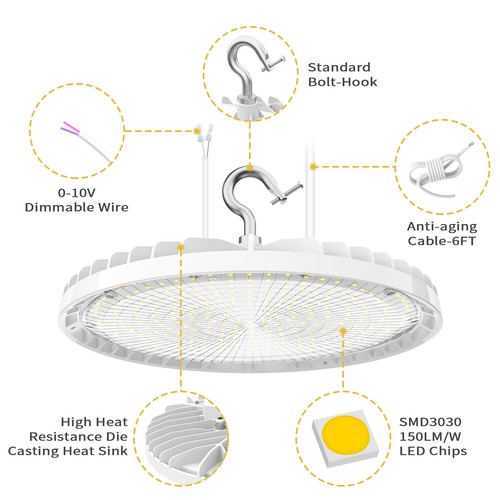 LED High Bay Light 150W Watt Warehouse Factory Shop Work Lamp Bulb Fixture UFO - Picture 3 of 10