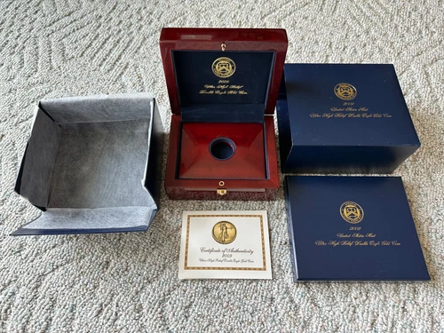 2009 ULTRA HIGH RELIEF DOUBLE EAGLE $20 GOLD COA MAHOGANY WOOD BOX OGP NO COIN