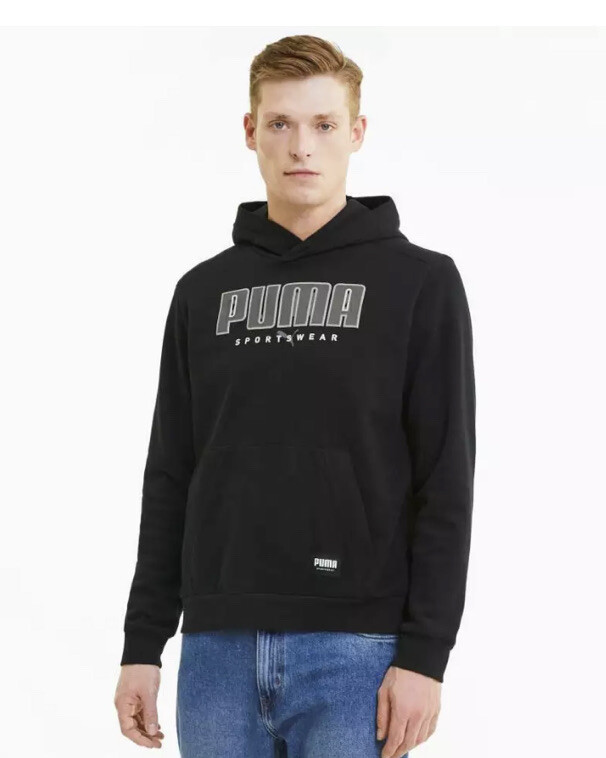 Hombre PUMA Atletismo con Capucha Ropa Deportiva Negro Sudadera 581023-01