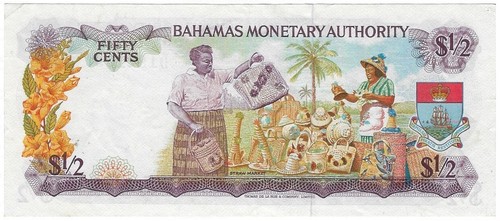 Bahamas 1/2 Dollar 1968 P-26 XF, FSN Date 1921-3-9 Historical Events + Gift BAFR - Picture 3 of 3