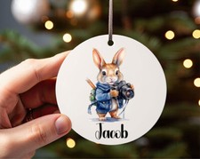 Image of Personalised Peter Rabbit Christmas Bauble Stocking Filler-Gift Bag Tag Ornament